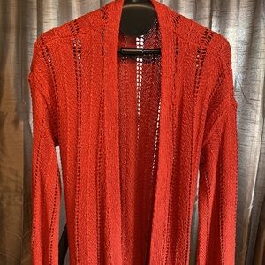 Anthropologie Meadow Rue Open Knit Red Cardigan